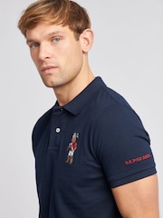 U.S. Polo Assn. Blue Mens Regular Fit Chuck Pique 100% Cotton Polo Shirt - Image 5 of 5