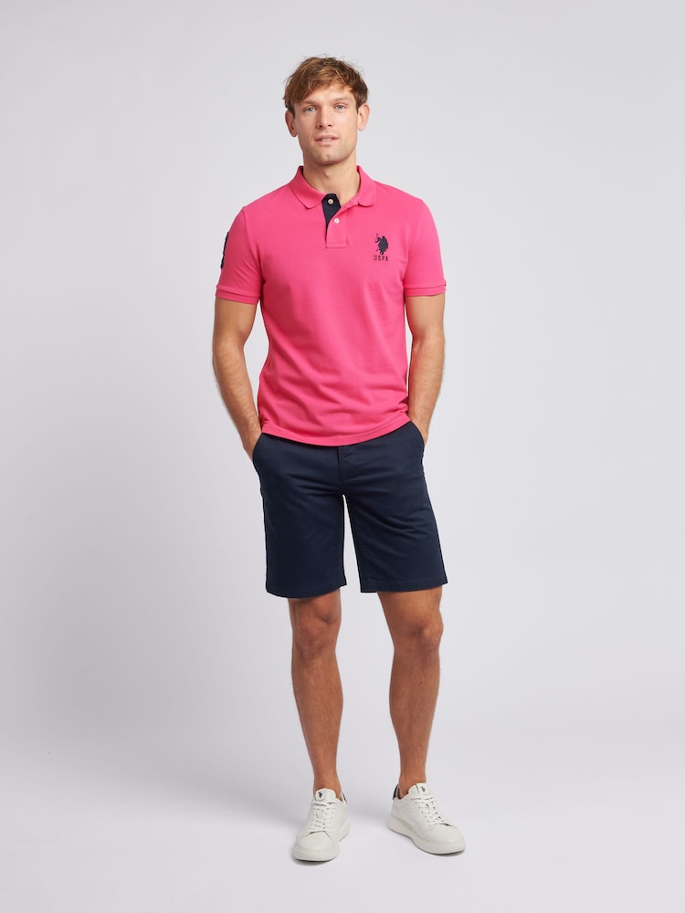 U.S. Polo Assn. Pink Regular Fit Mens Player 3 Pique 100% Cotton Polo Shirt - Image 3 of 8