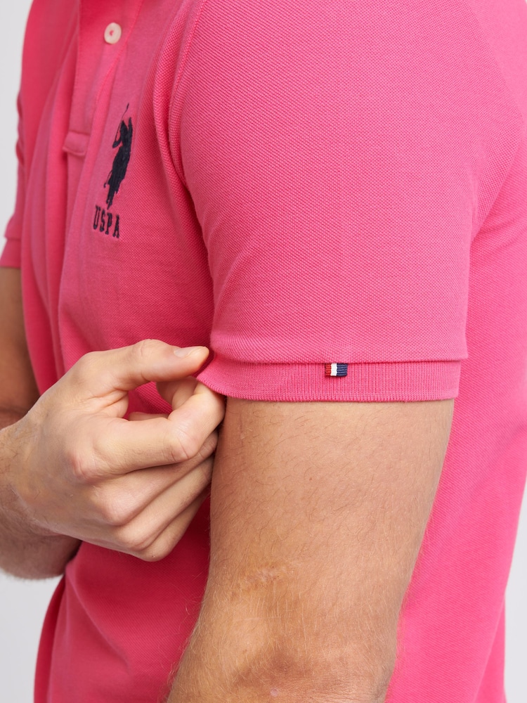 U.S. Polo Assn. Pink Regular Fit Mens Player 3 Pique 100% Cotton Polo Shirt - Image 5 of 8