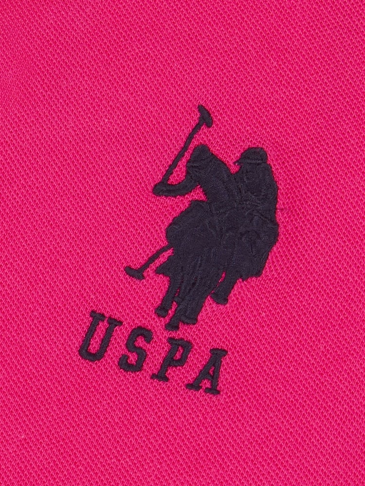 وردي - U.S. Polo Assn. Regular Fit Mens Player 3 Pique 100% Cotton Polo Shirt - صورة 8 من 8