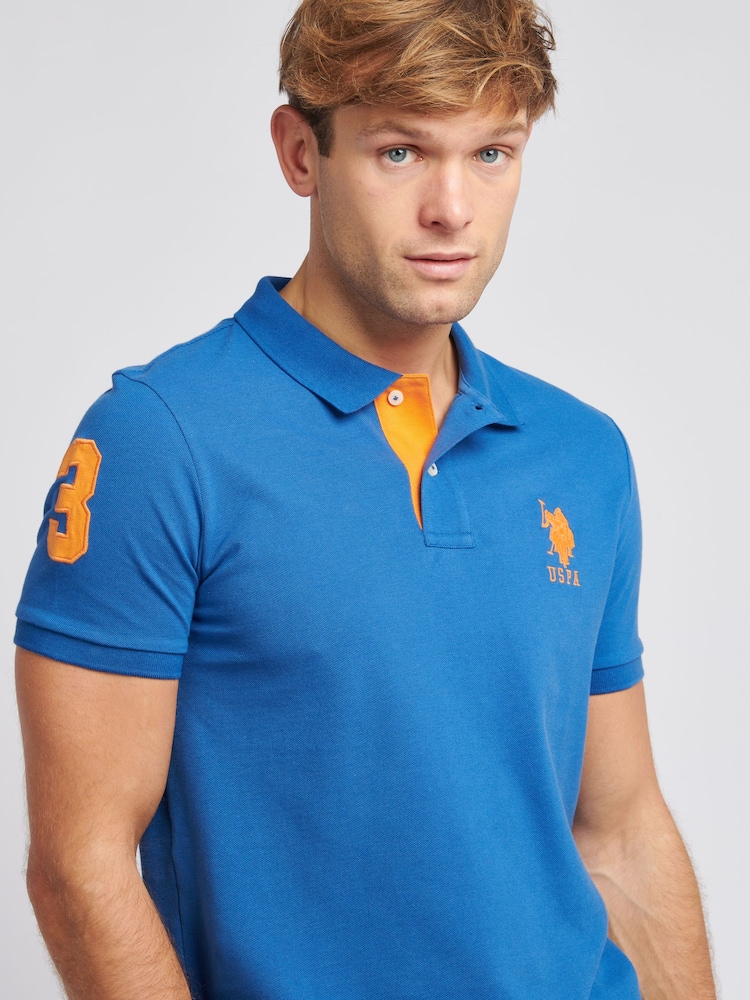 U.S. Polo Assn. Dark Blue Regular Fit Mens Player 3 Pique 100% Cotton Polo Shirt - Image 4 of 8