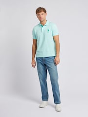 U.S. Polo Assn. Blue Regular Fit Mens Player 3 Pique 100% Cotton Polo Shirt - Image 3 of 7