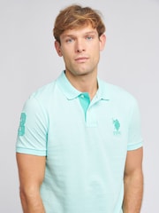 U.S. Polo Assn. Blue Regular Fit Mens Player 3 Pique 100% Cotton Polo Shirt - Image 4 of 7