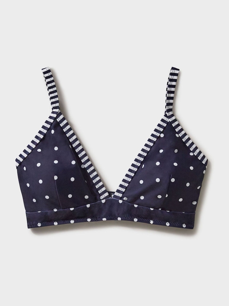 Crew Clothing Blue Triangle Polka Dot Bikini Top - Image 5 of 5