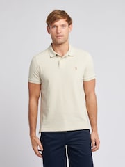 U.S. Polo Assn. Cream Regular Fit Pique 100% Cotton Polo Shirt - Image 1 of 6