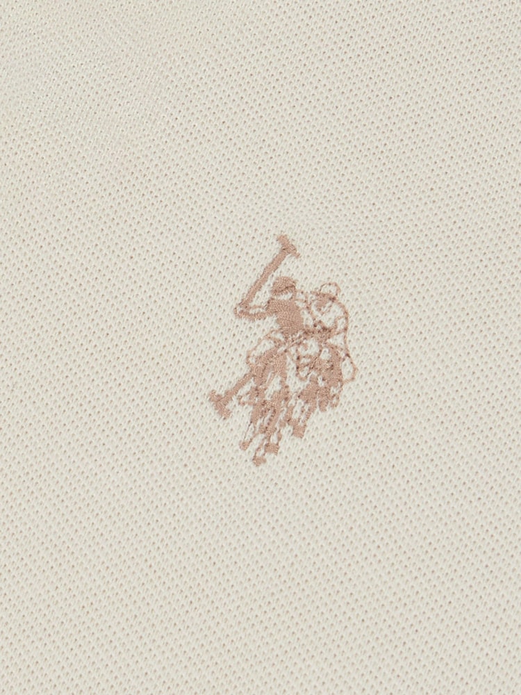 U.S. Polo Assn. Cream Regular Fit Pique 100% Cotton Polo Shirt - Image 6 of 6