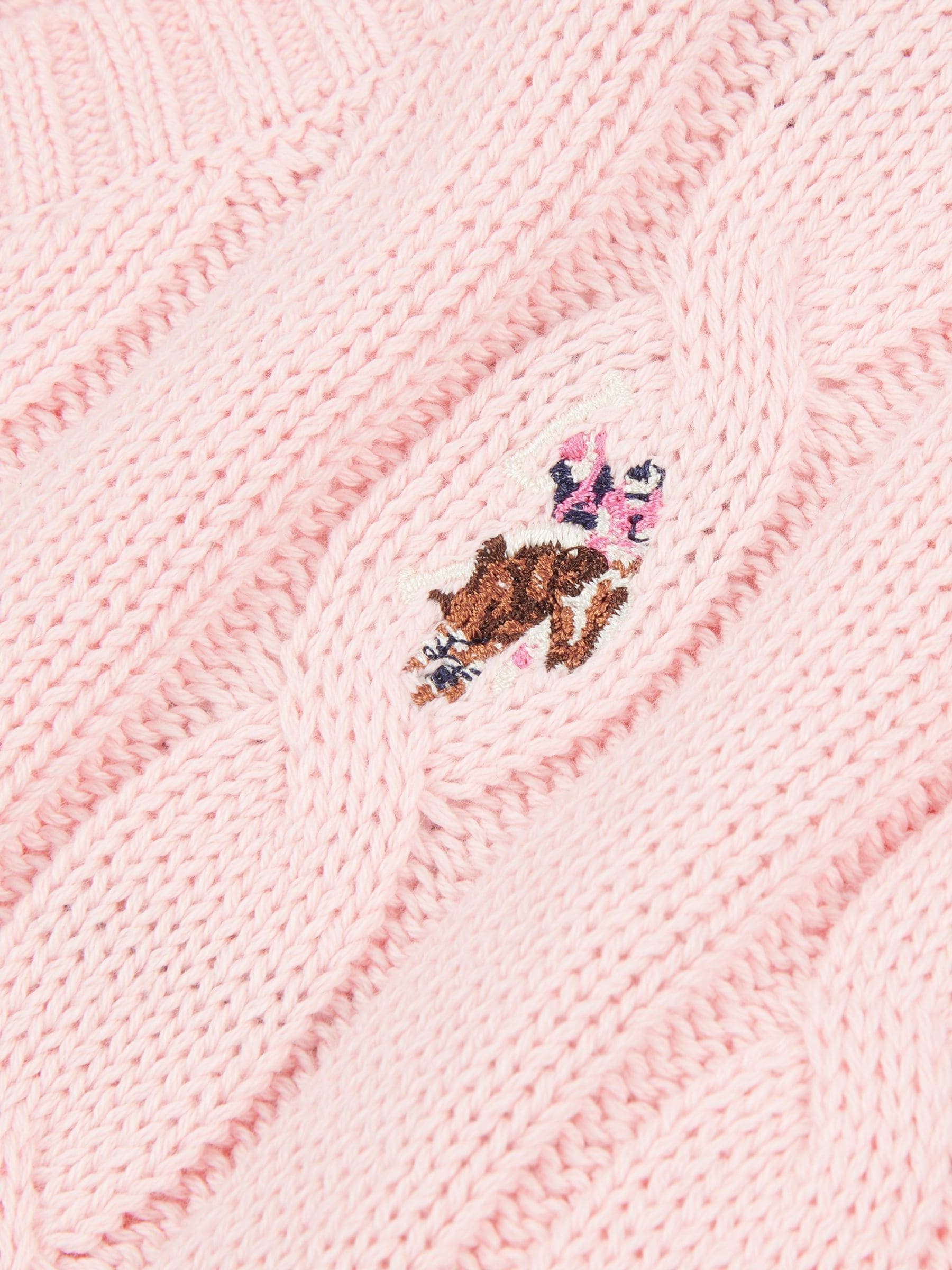 Buy U.S. Polo Assn. Pink Womens V-Neck Cable Knit Jumper