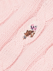 U.S. Polo Assn. Pink Womens V-Neck Cable Knit Jumper - Image 6 of 7