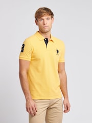 U.S. Polo Assn. Yellow Regular Fit Mens Player 3 Pique 100% Cotton Polo Shirt - Image 1 of 9