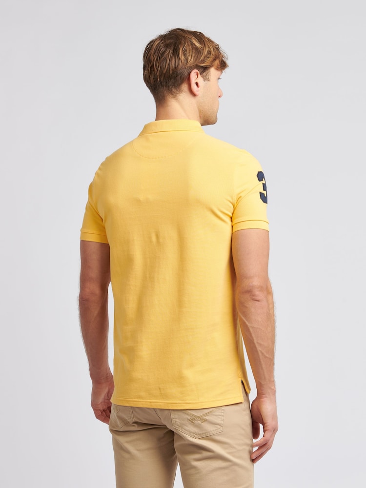 U.S. Polo Assn. Yellow Regular Fit Mens Player 3 Pique 100% Cotton Polo Shirt - Image 3 of 9