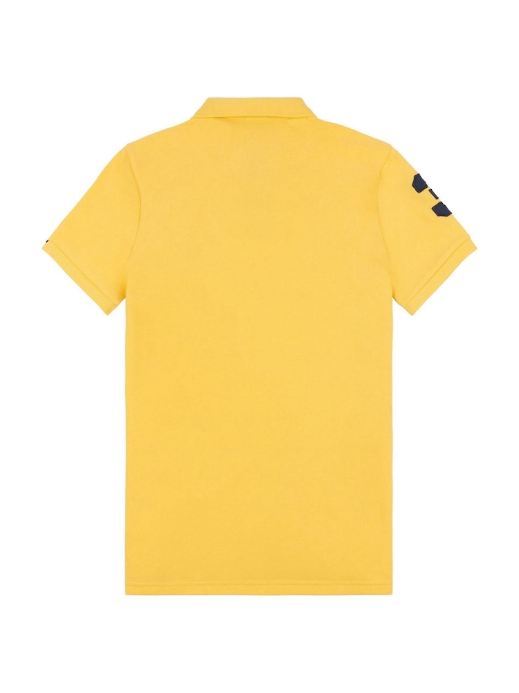 U.S. Polo Assn. Yellow Regular Fit Mens Player 3 Pique 100% Cotton Polo Shirt - Image 8 of 9