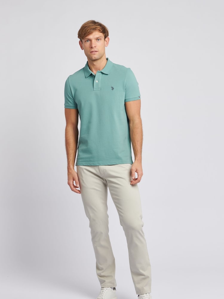 U.S. Polo Assn. Sky Blue Regular Fit Pique 100% Cotton Polo Shirt - Image 3 of 8