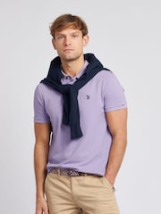 U.S. Polo Assn. Purple Regular Fit Pique 100% Cotton Polo Shirt - Image 1 of 9