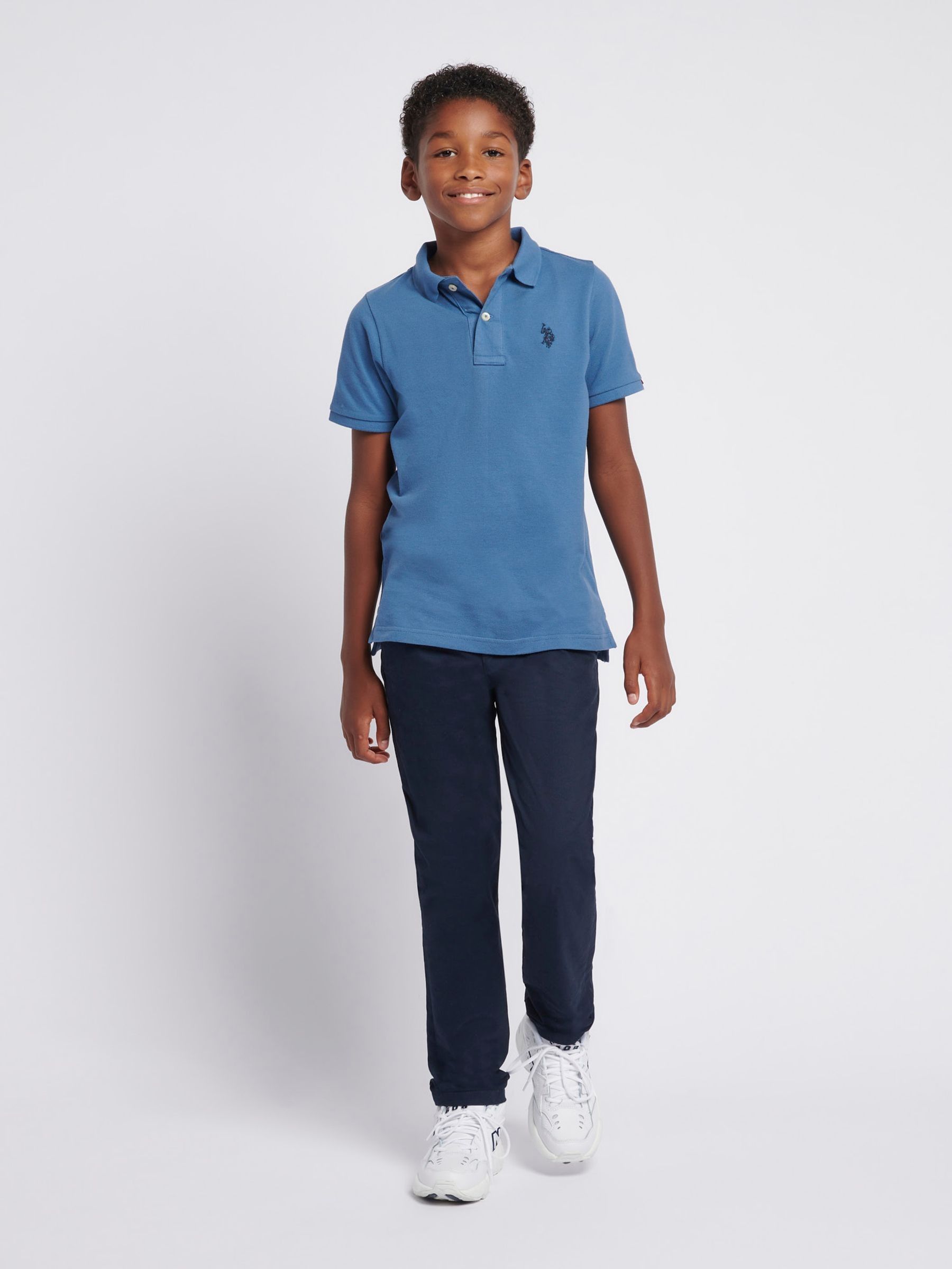 Boys Double Horsemen Polo Shirt Blue Horizon