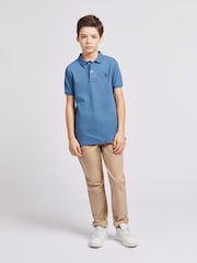U.S. Polo Assn. Sky Blue Boys Double Horsemen 100% Cotton Polo Shirt - Image 3 of 8