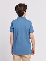 U.S. Polo Assn. Sky Blue Boys Double Horsemen 100% Cotton Polo Shirt - Image 4 of 8