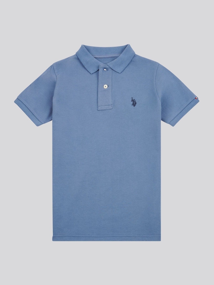 Albastru nuanță cer - U.S. Polo Assn. Boys Double Horsemen 100% Cotton Polo Shirt - Image 5 of 8