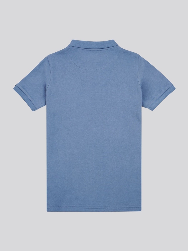 Albastru nuanță cer - U.S. Polo Assn. Boys Double Horsemen 100% Cotton Polo Shirt - Image 6 of 8
