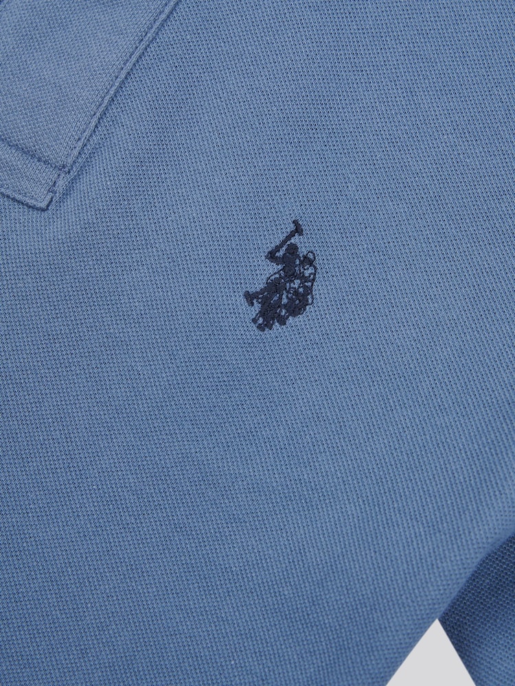 Albastru nuanță cer - U.S. Polo Assn. Boys Double Horsemen 100% Cotton Polo Shirt - Image 7 of 8