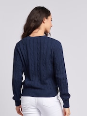 Mornarsko modra - U.S. Polo Assn. Ženske okrogel ovratnik; z okroglim ovratnikom Cable Knit Rožnata pulover - Slika 2 iz 9