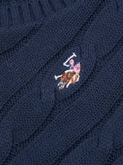 Mornarsko modra - U.S. Polo Assn. Ženske okrogel ovratnik; z okroglim ovratnikom Cable Knit Rožnata pulover - Slika 8 iz 9
