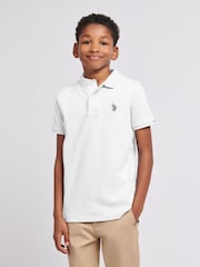 U.S. Polo Assn. White Boys Double Horsemen 100% Cotton Polo Shirt - Image 1 of 10