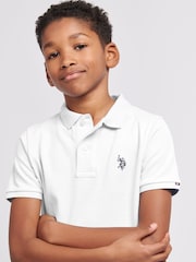 U.S. Polo Assn. White Boys Double Horsemen 100% Cotton Polo Shirt - Image 2 of 10