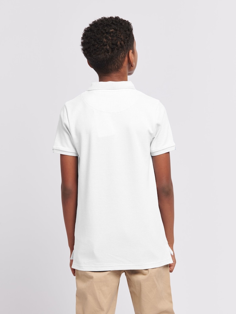 Biały - U.S. Polo Assn. Boys Double Horsemen 100% Cotton Polo Shirt - Image 4 of 10