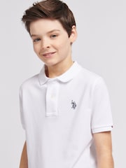 U.S. Polo Assn. White Boys Double Horsemen 100% Cotton Polo Shirt - Image 6 of 10