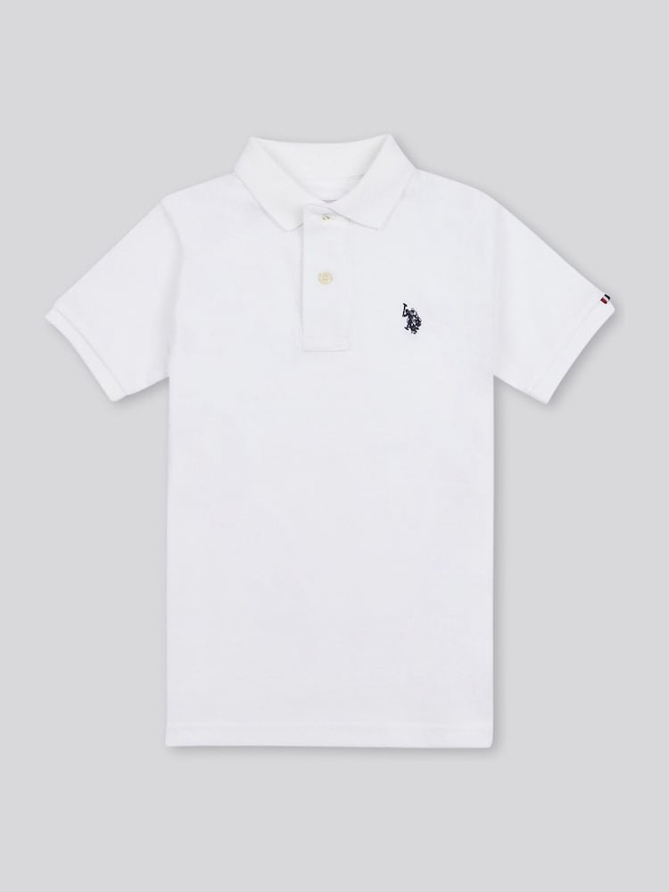 Biały - U.S. Polo Assn. Boys Double Horsemen 100% Cotton Polo Shirt - Image 7 of 10