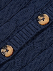 U.S. Polo Assn. Blue Cable Knit Womens Cropped Cardigan - Image 7 of 7