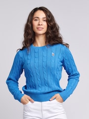 modra - U.S. Polo Assn. Ženske okrogel ovratnik; z okroglim ovratnikom Cable Knit Rožnata pulover - Slika 1 iz 9