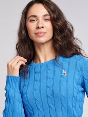 modra - U.S. Polo Assn. Ženske okrogel ovratnik; z okroglim ovratnikom Cable Knit Rožnata pulover - Slika 6 iz 9