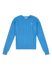 modra - U.S. Polo Assn. Ženske okrogel ovratnik; z okroglim ovratnikom Cable Knit Rožnata pulover - Slika 7 iz 9