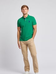 Зеленый - US Polo Assn. Мужская футболка-поло классического кроя из 100% хлопка пике Player 3 - Image 3 of 8