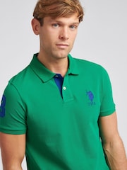 Зеленый - US Polo Assn. Мужская футболка-поло классического кроя из 100% хлопка пике Player 3 - Image 4 of 8