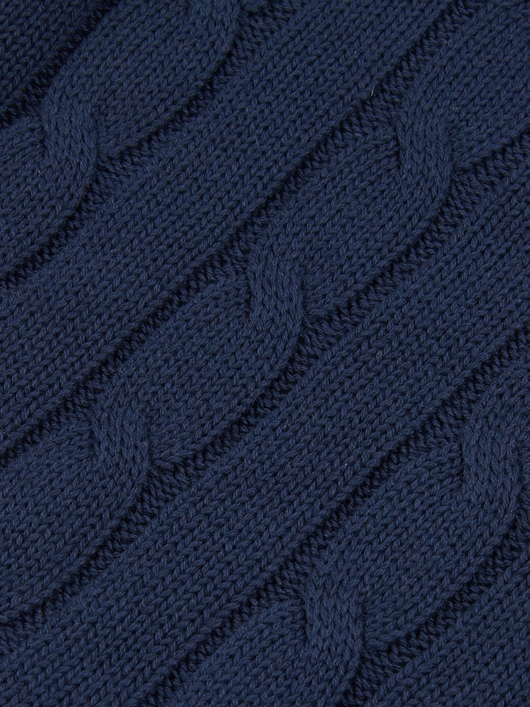 U.S. Polo Assn. Blue Womens V-Neck Cable Knit Jumper - Image 8 of 8
