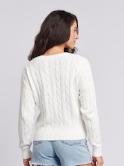Bela - U.S. Polo Assn. Ženske okrogel ovratnik; z okroglim ovratnikom Cable Knit Rožnata pulover - Slika 2 iz 9