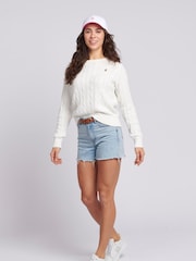Bela - U.S. Polo Assn. Ženske okrogel ovratnik; z okroglim ovratnikom Cable Knit Rožnata pulover - Slika 3 iz 9