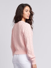 U.S. Polo Assn. Pink Cable Knit Womens Cropped Cardigan - Image 2 of 8