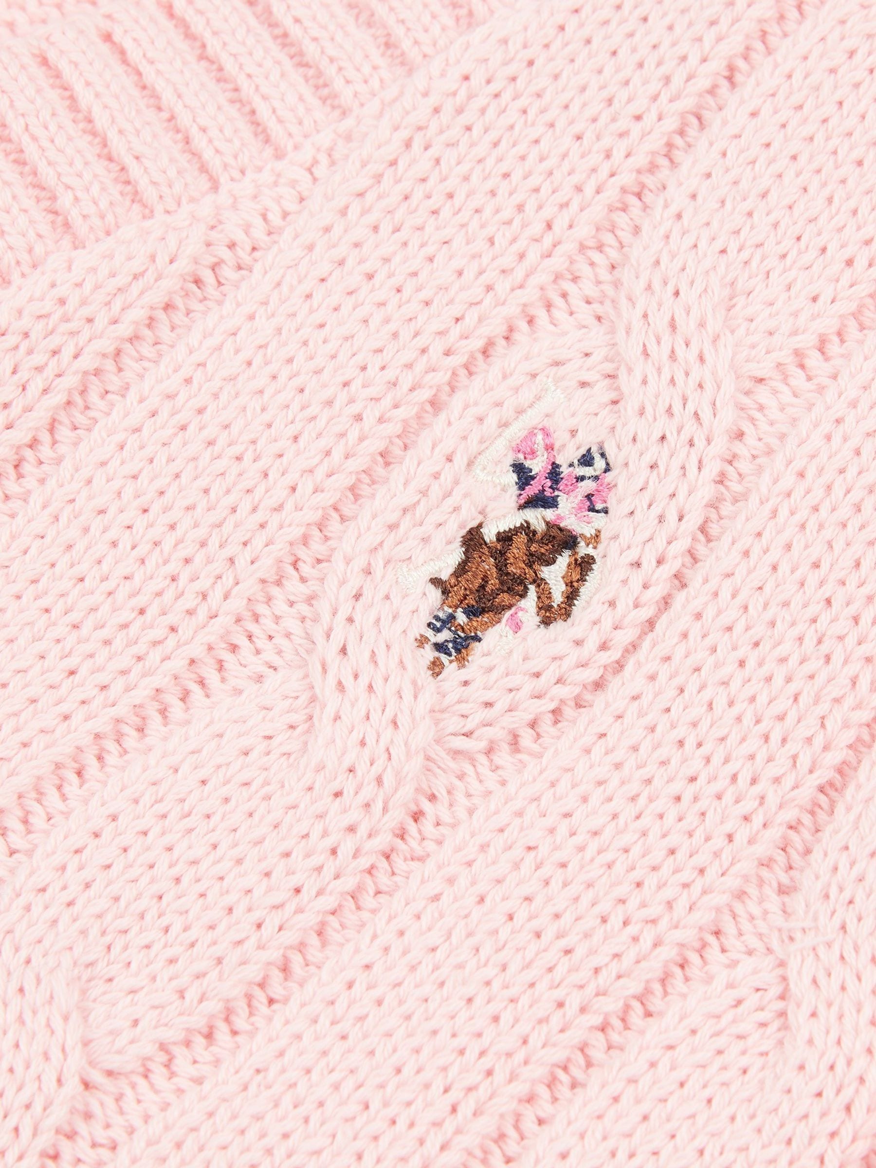 Buy U.S. Polo Assn. Pink Cable Knit Womens Cropped Cardigan from