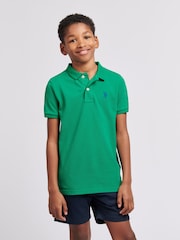U.S. Polo Assn. Green Boys Double Horsemen 100% Cotton Polo Shirt - Image 1 of 8