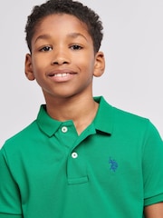 U.S. Polo Assn. Green Boys Double Horsemen 100% Cotton Polo Shirt - Image 2 of 8