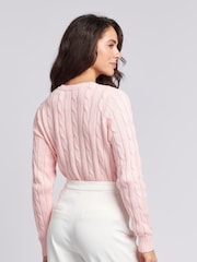 rožnata - U.S. Polo Assn. Ženske okrogel ovratnik; z okroglim ovratnikom Cable Knit Rožnata pulover - Slika 2 iz 7