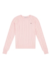 rožnata - U.S. Polo Assn. Ženske okrogel ovratnik; z okroglim ovratnikom Cable Knit Rožnata pulover - Slika 5 iz 7