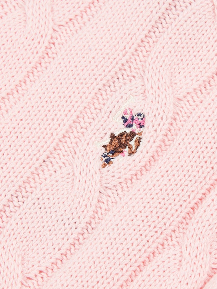 rožnata - U.S. Polo Assn. Ženske okrogel ovratnik; z okroglim ovratnikom Cable Knit Rožnata pulover - Slika 7 iz 7