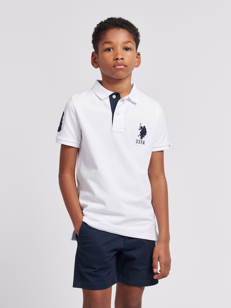 Белый - US Polo Assn. Футболка-поло для мальчиков 100% хлопок, игрок 3 - Изображение 1 из 7