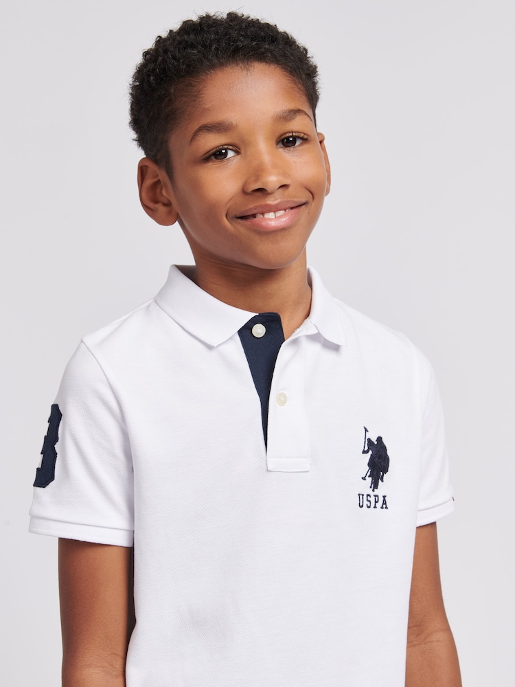 U.S. Polo Assn. White Boys 100% Cotton Player 3 Polo Shirt - Image 4 of 7