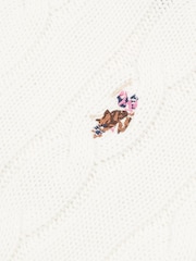 U.S. Polo Assn. White Womens V-Neck Cable Knit Jumper - Image 7 of 8