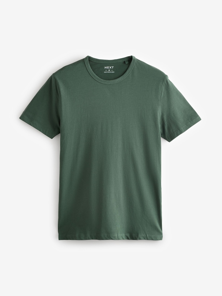 Green Slim Fit 100% Cotton Layering T-Shirts 5 Pack - Image 11 of 17